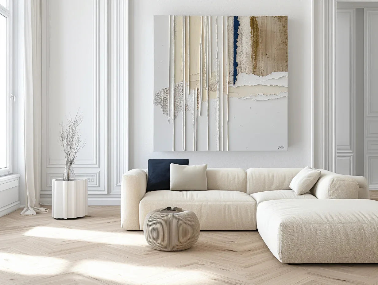 Textured Reverie-Geometric Lines and Tearing Texture Abstract Wall Art - artextured