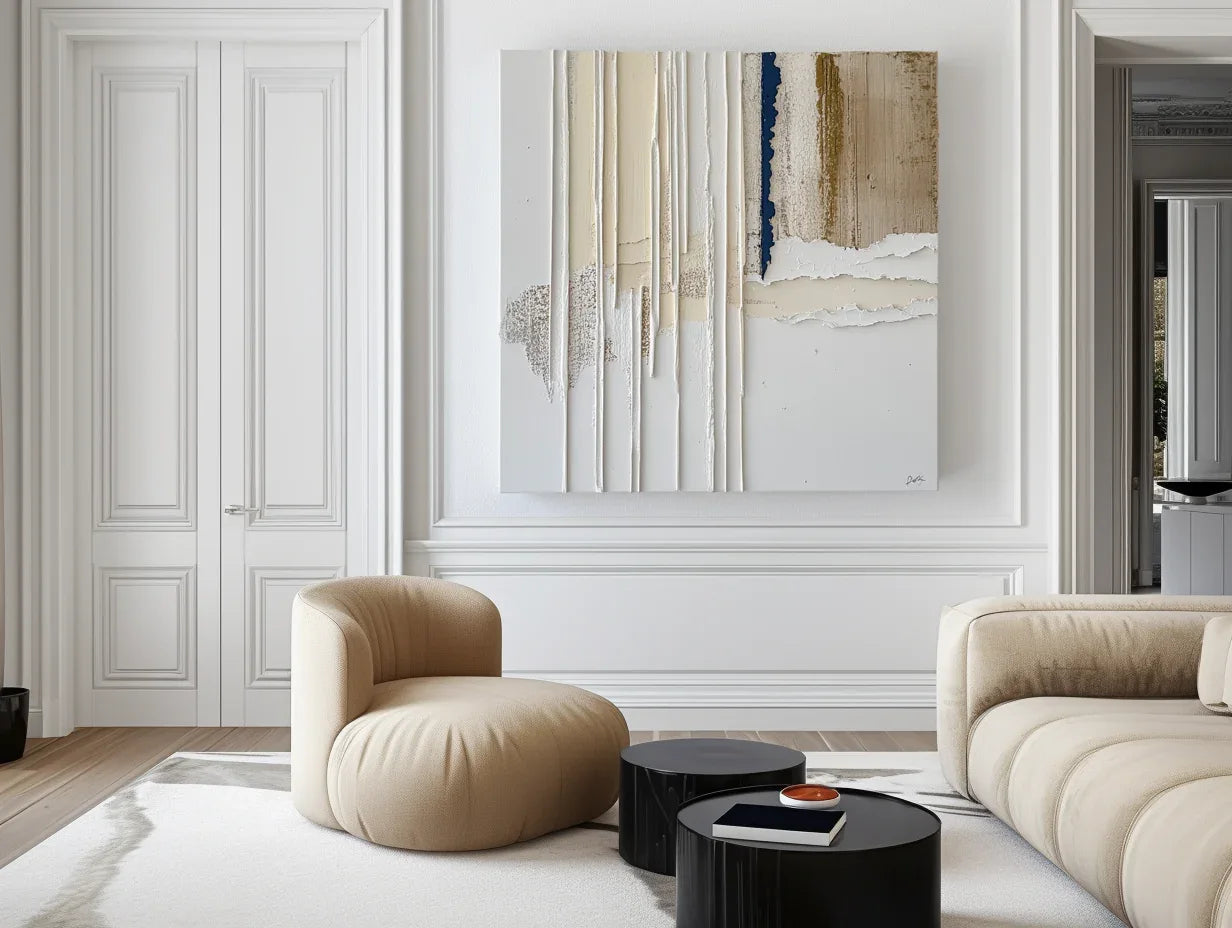 Textured Reverie-Geometric Lines and Tearing Texture Abstract Wall Art - artextured