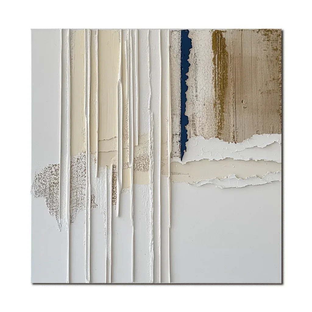 Textured Reverie-Geometric Lines and Tearing Texture Abstract Wall Art - artextured