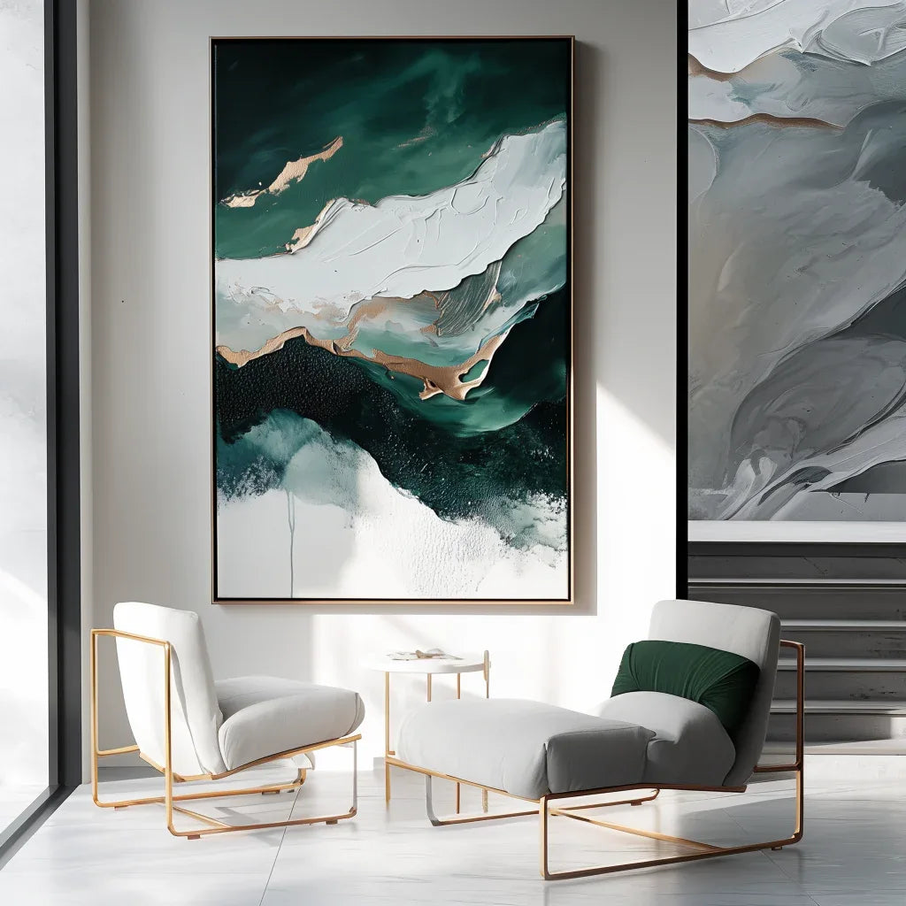 Teal and White Fluid Art - Abstract Water Waves - artextured