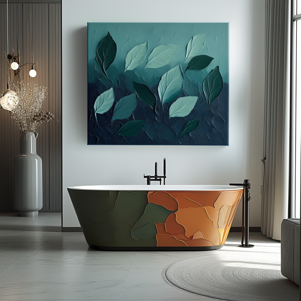 artextured - Textured Leaf Wall Art | 3D Botanical Abstract Oil Painting for Modern Interiors