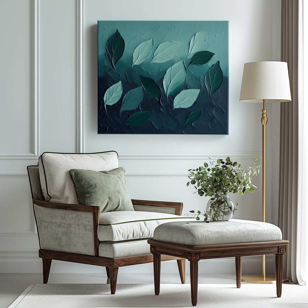 artextured - Textured Leaf Wall Art | 3D Botanical Abstract Oil Painting for Modern Interiors