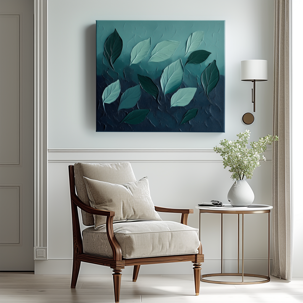 artextured - Textured Leaf Wall Art | 3D Botanical Abstract Oil Painting for Modern Interiors