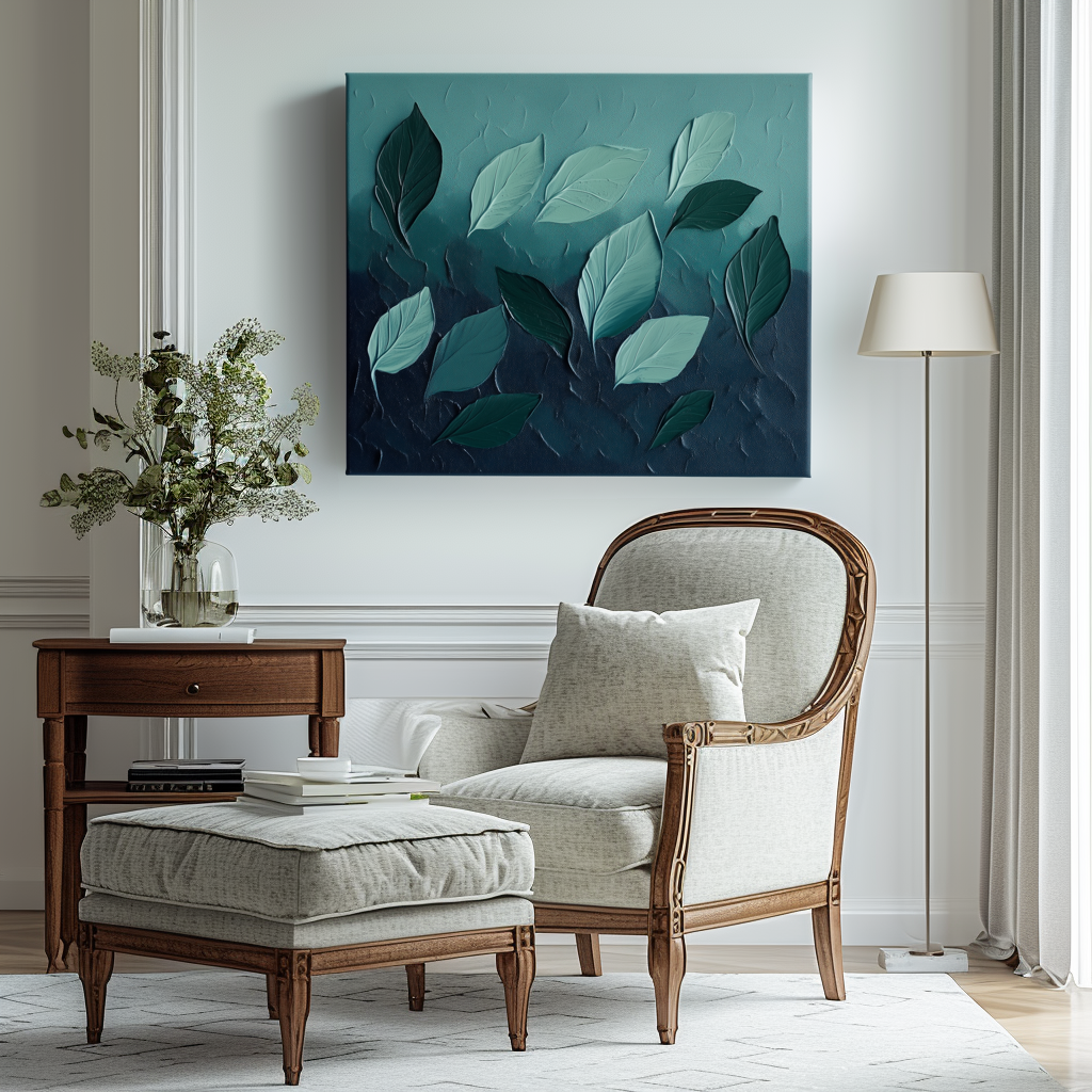 artextured - Textured Leaf Wall Art | 3D Botanical Abstract Oil Painting for Modern Interiors