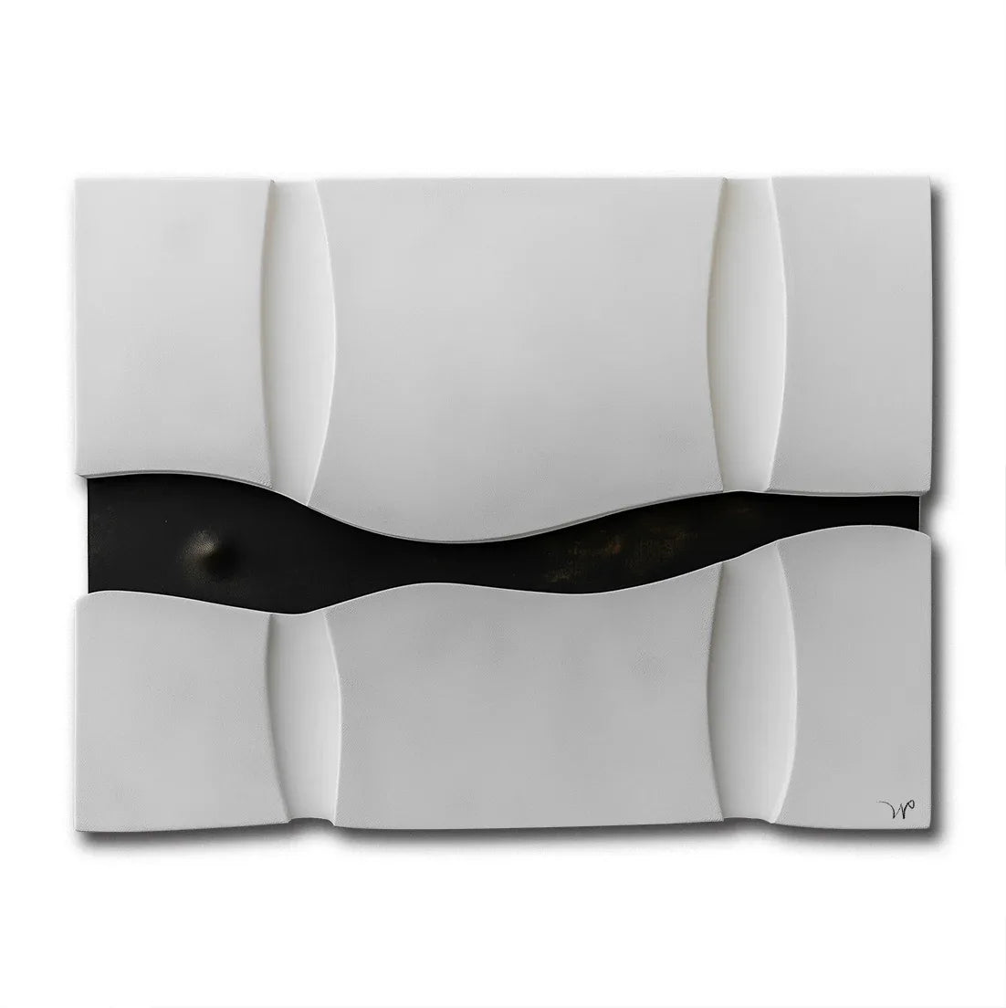 Black & White Sculptural Painting - Divide and Flow - artextured