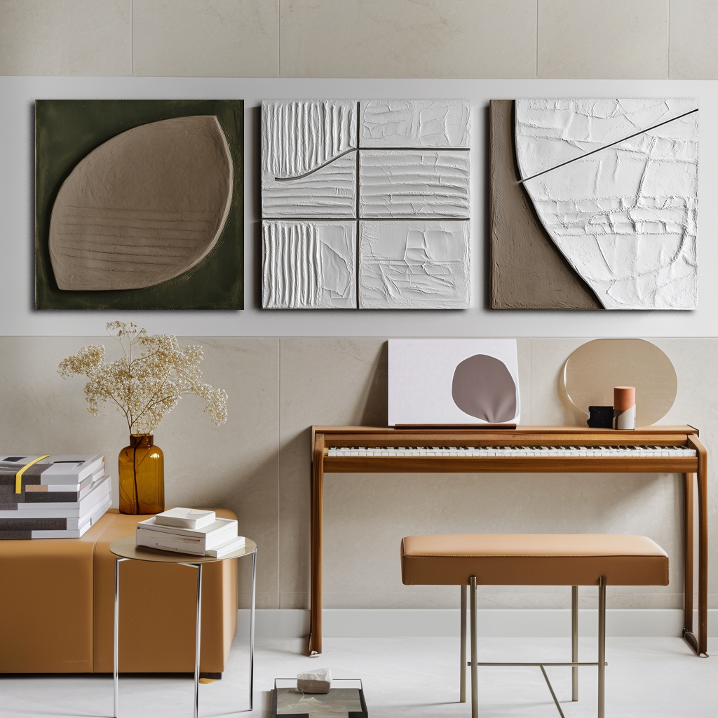 Earth Form Trio – Textured Minimalist Wall Art Set of 3#WP250340