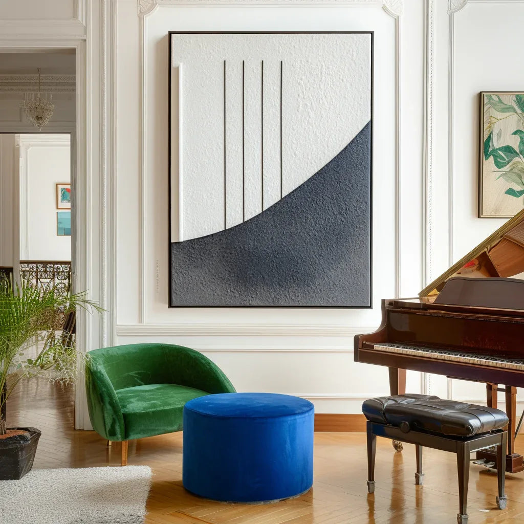 Minimalist Geometric Relief Painting - Quiet Axis - artextured