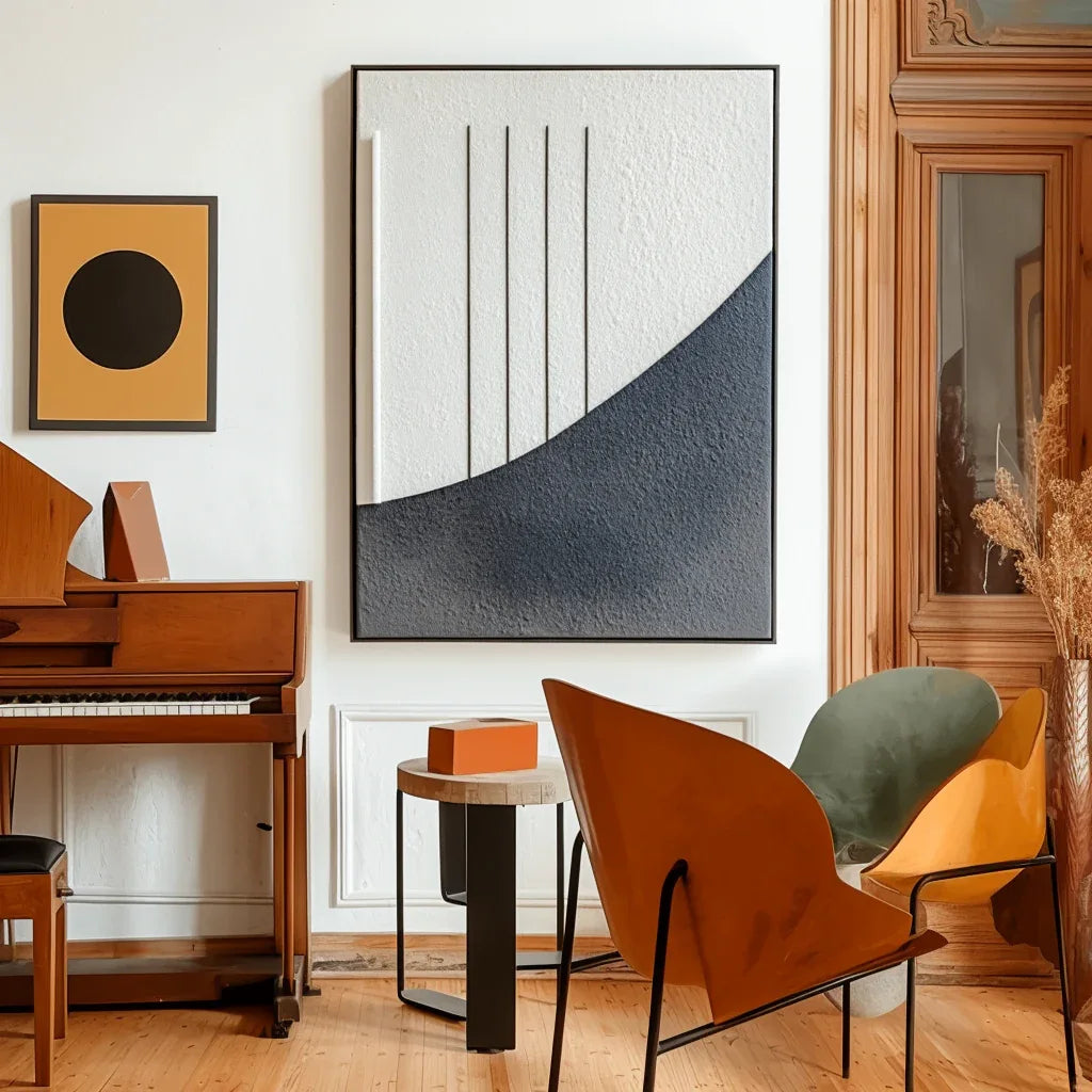 Minimalist Geometric Relief Painting - Quiet Axis - artextured