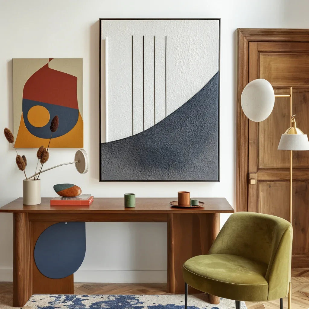 Minimalist Geometric Relief Painting - Quiet Axis - artextured