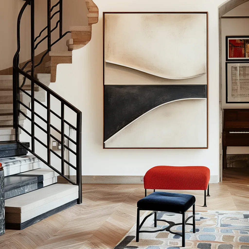 Minimalist Curved Abstract Painting - Edge of Balance - artextured