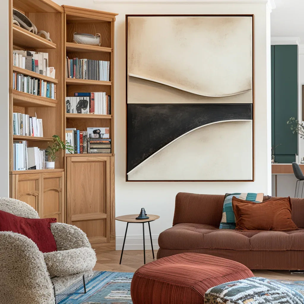 Minimalist Curved Abstract Painting - Edge of Balance - artextured