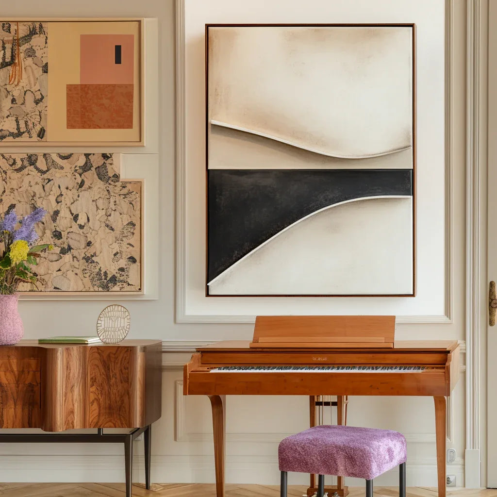 Minimalist Curved Abstract Painting - Edge of Balance - artextured