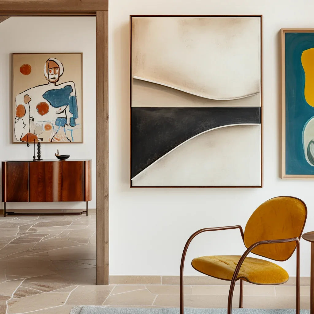 Minimalist Curved Abstract Painting - Edge of Balance - artextured