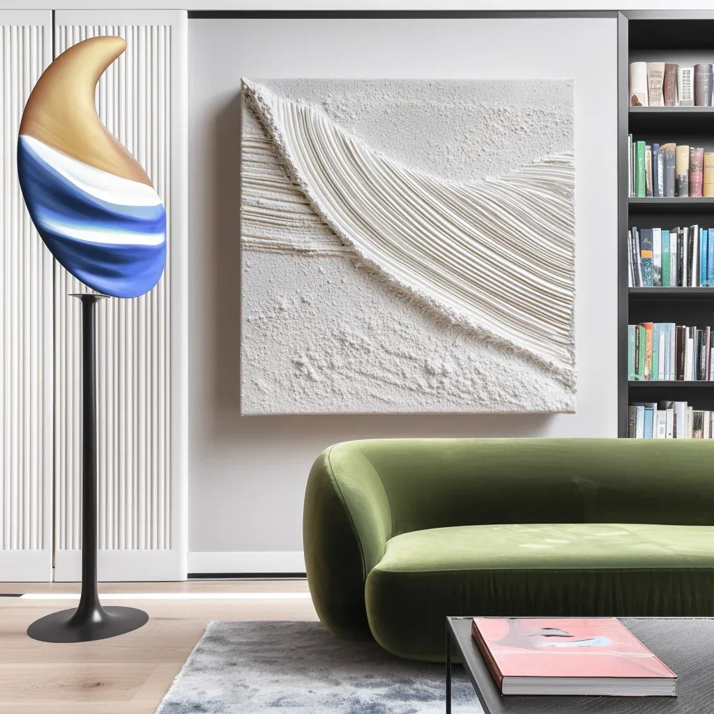 3D White Sculptural Abstract Painting - Echoes in White - artextured