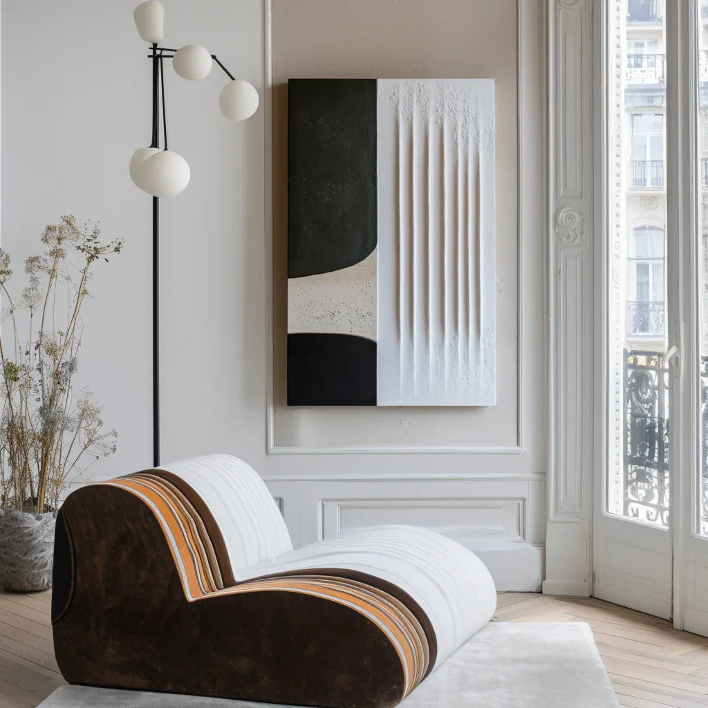 Black and White Relief Painting - Monolith Divide - artextured