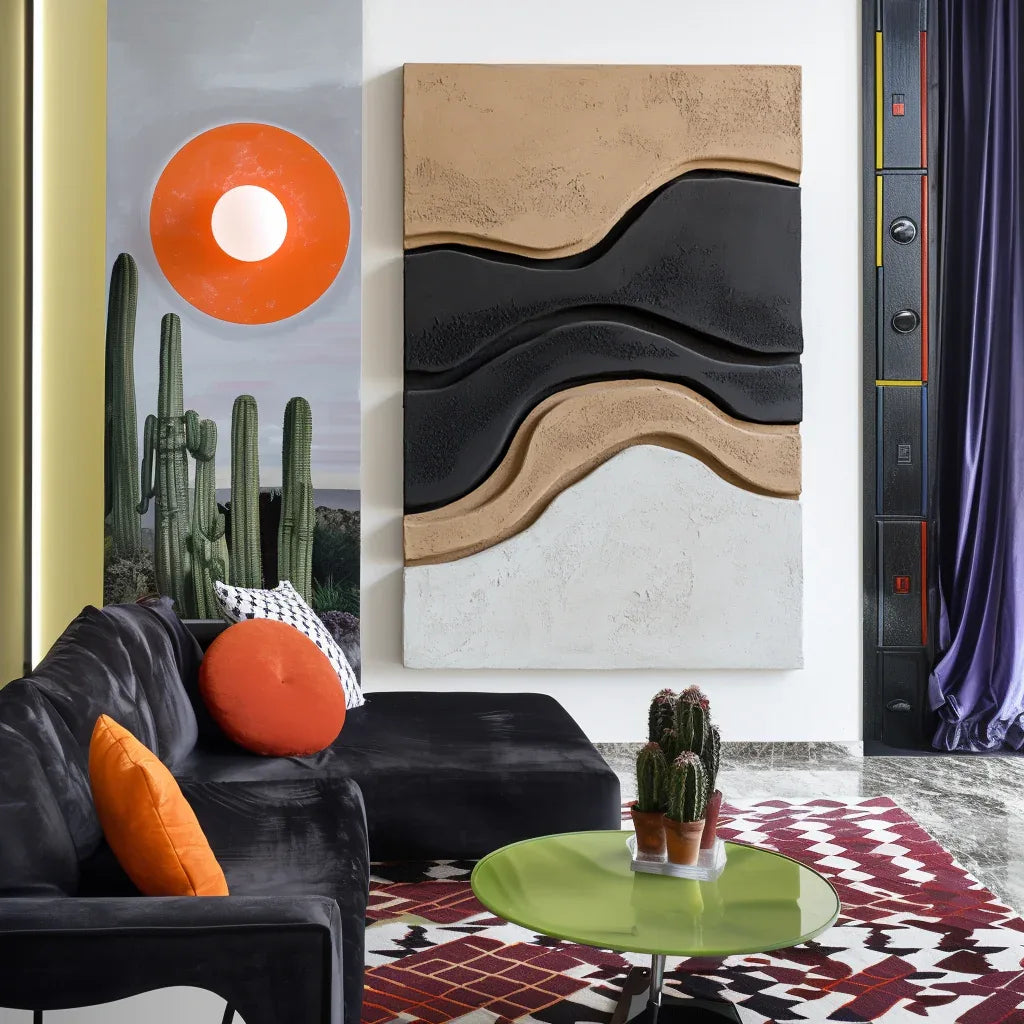 Layered Sculptural Abstract Painting - Contour Shift - artextured