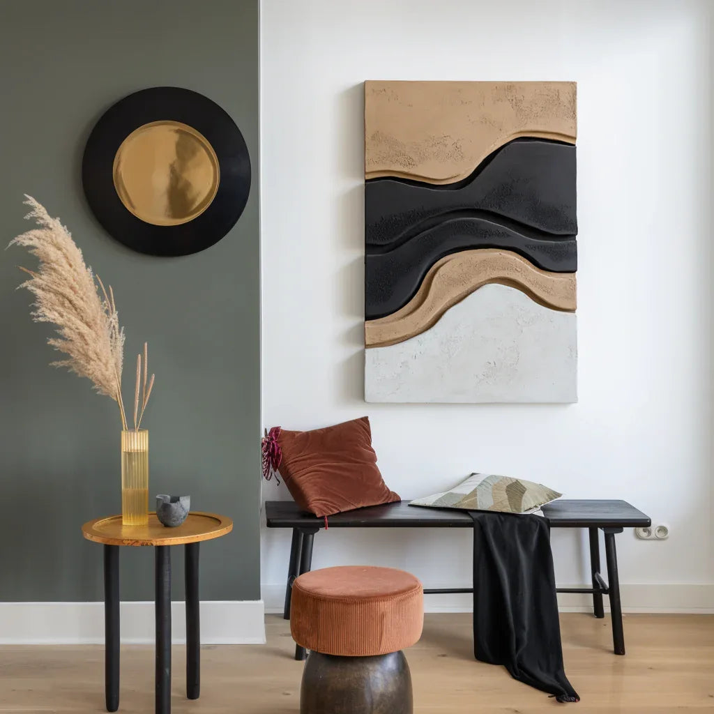 Layered Sculptural Abstract Painting - Contour Shift - artextured