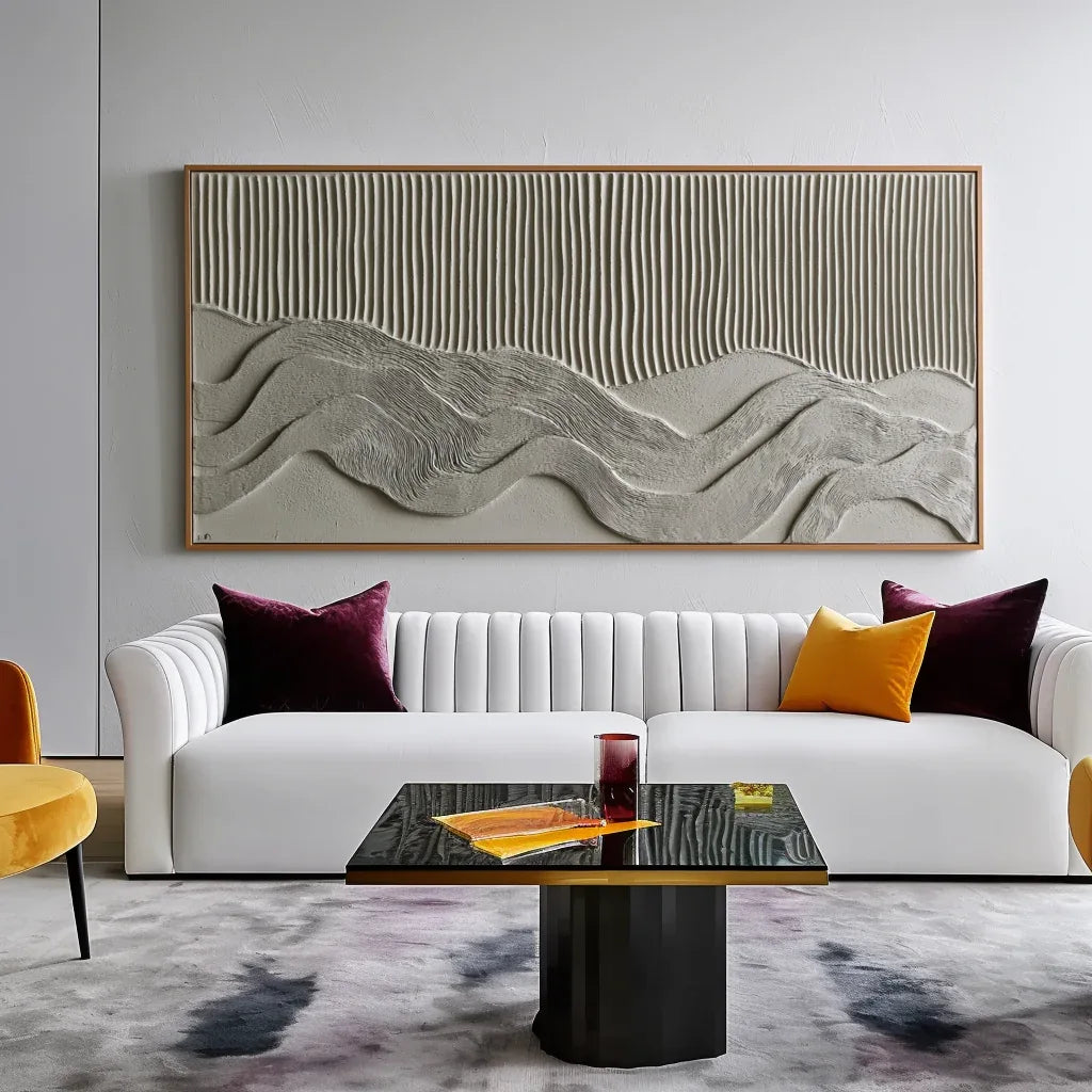 3D Sculptural Abstract Painting - Waves of Silence - artextured