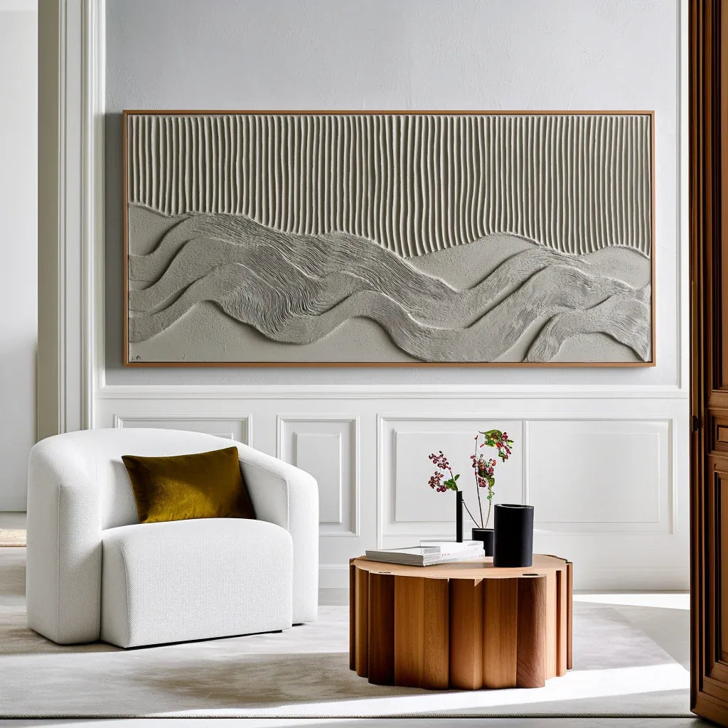 3D Sculptural Abstract Painting - Waves of Silence - artextured