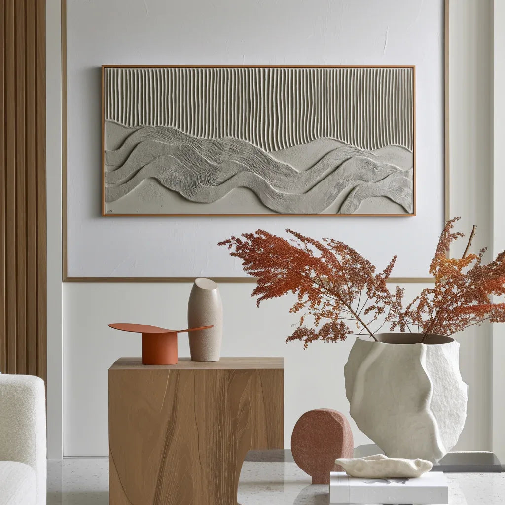 3D Sculptural Abstract Painting - Waves of Silence - artextured