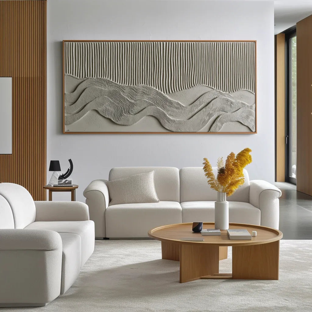 3D Sculptural Abstract Painting - Waves of Silence - artextured