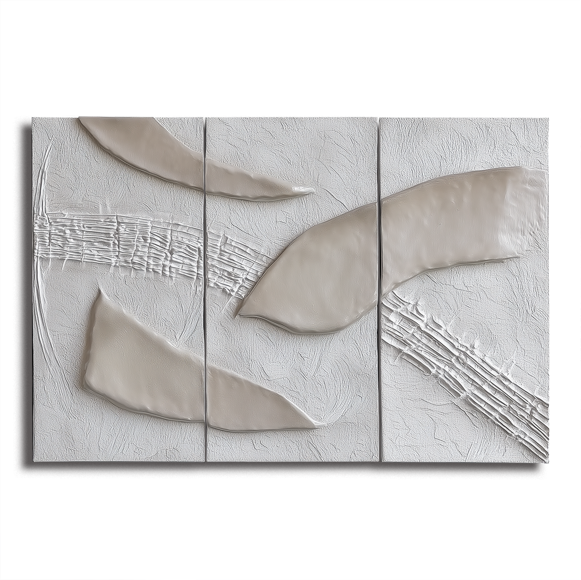 Ivory Flow Panels – Textured Minimalist Wall Art Set of 3#WP250370