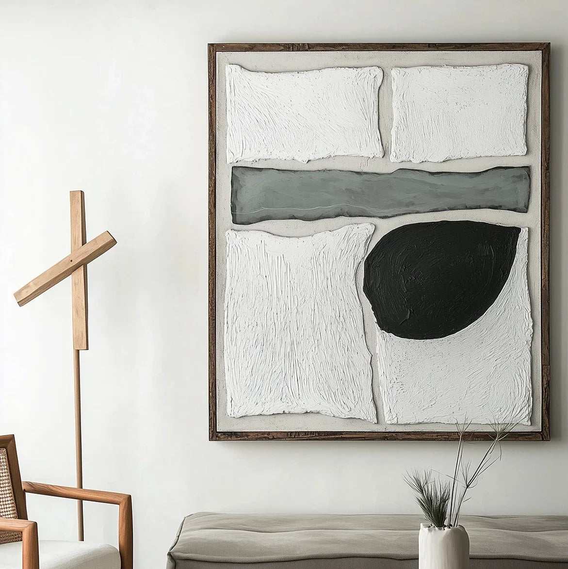 Geometric Abstract Oil Painting - Quiet Geometry - artextured