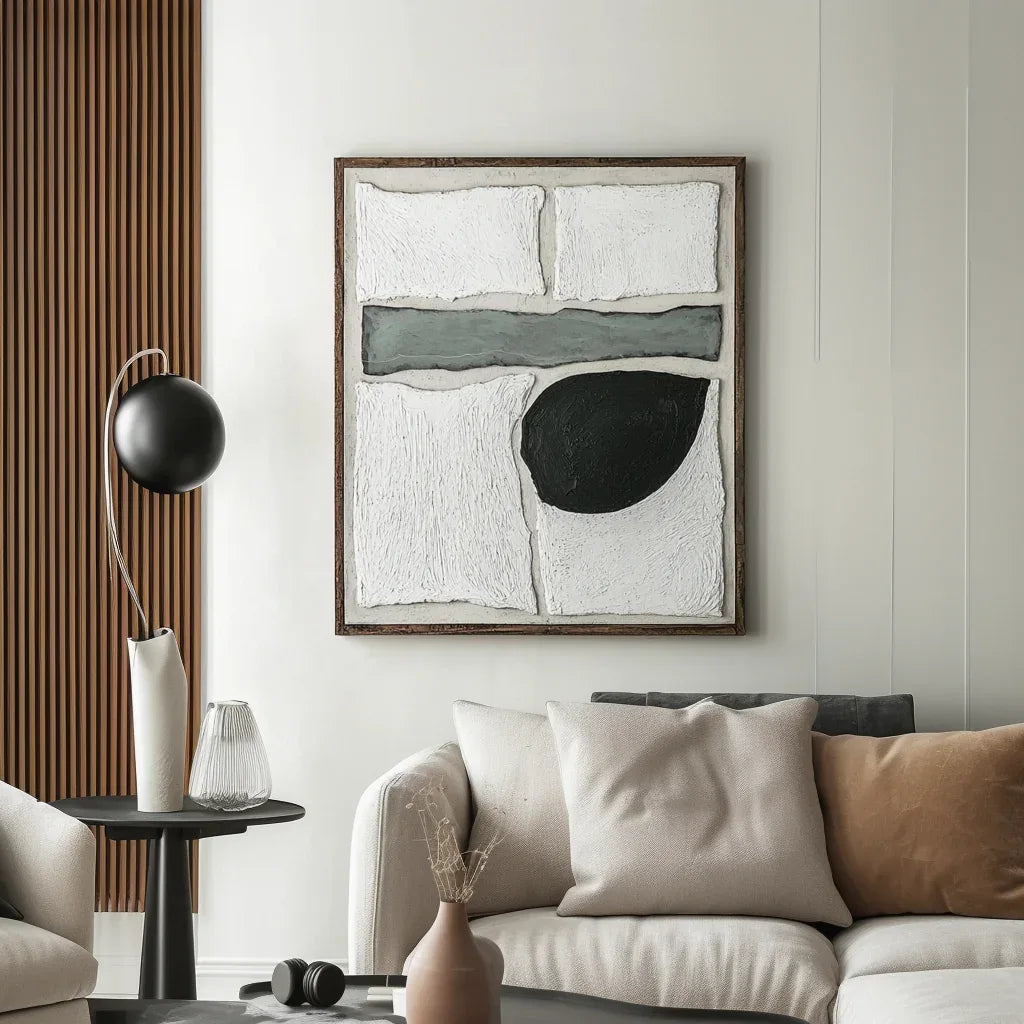 Geometric Abstract Oil Painting - Quiet Geometry - artextured