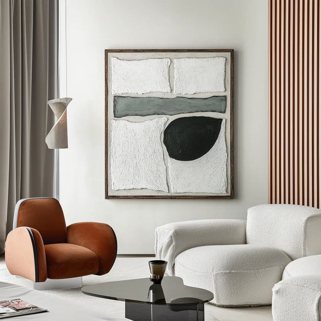 Geometric Abstract Oil Painting - Quiet Geometry - artextured