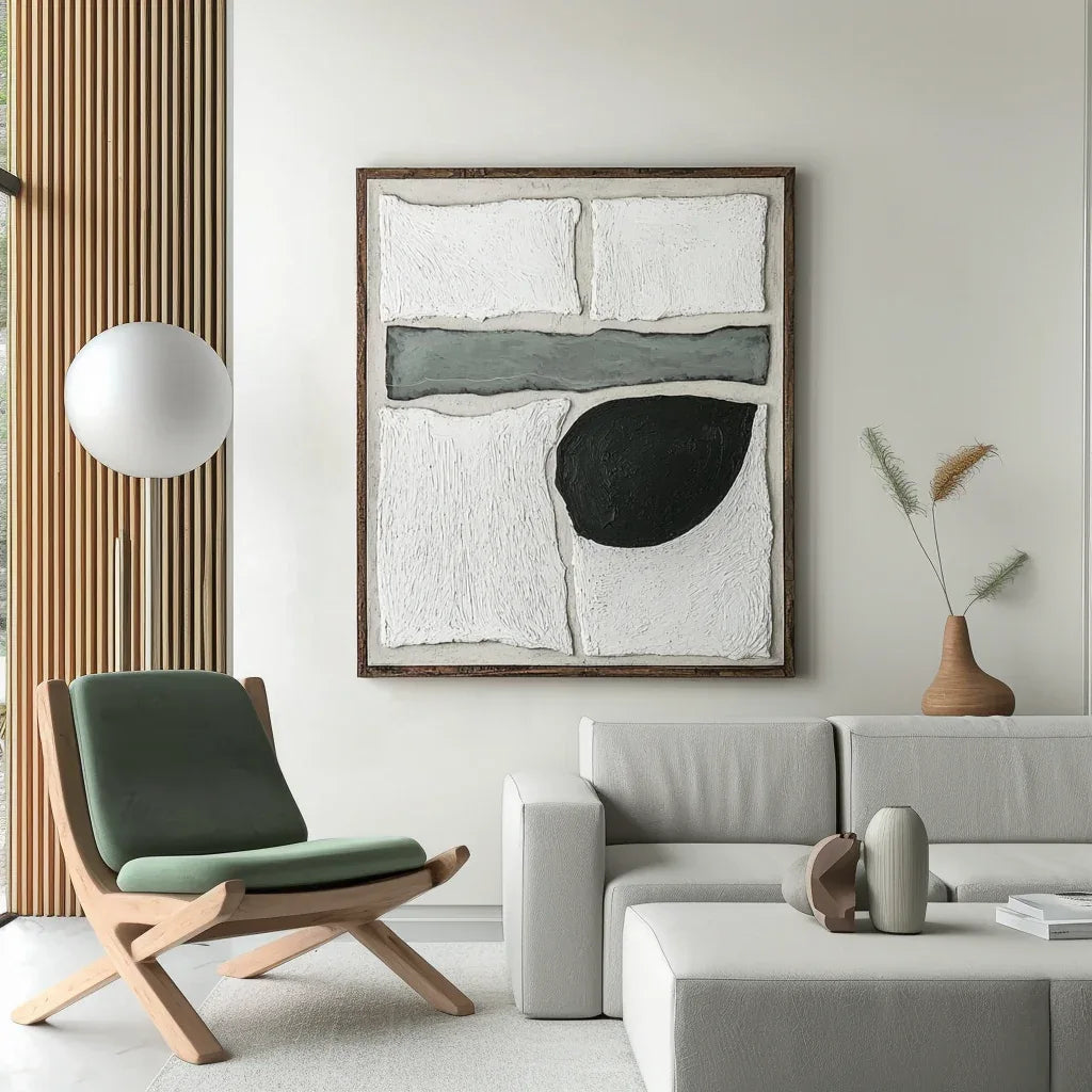 Geometric Abstract Oil Painting - Quiet Geometry - artextured