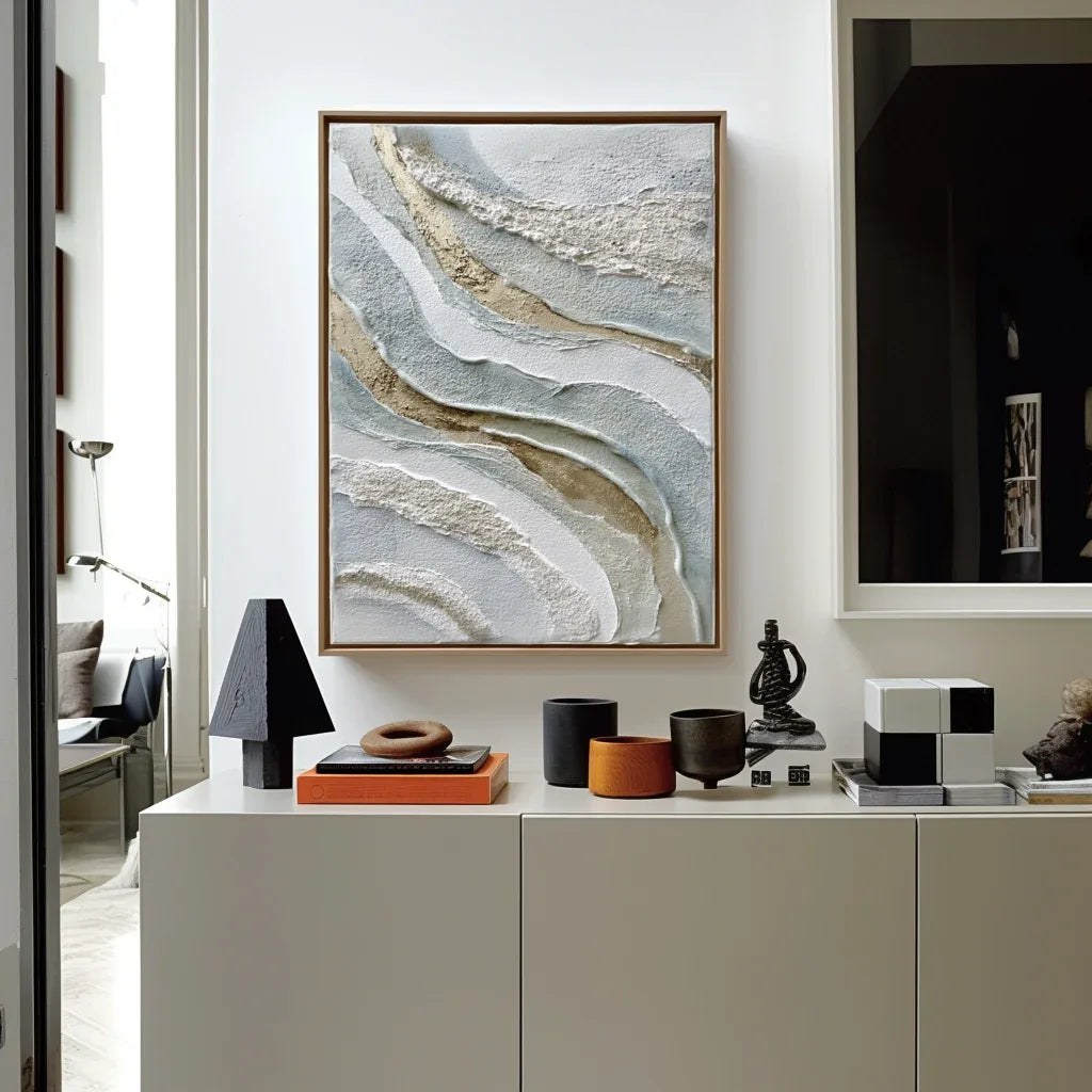 Flowing Layers – Modern Home Design: Vertical Hand drawn Flow Texture Wall Art - artextured