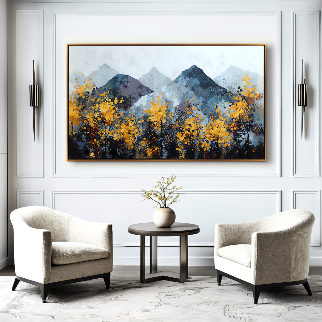 Golden Silence – Abstract Autumn Mountainscape Canvas Painting