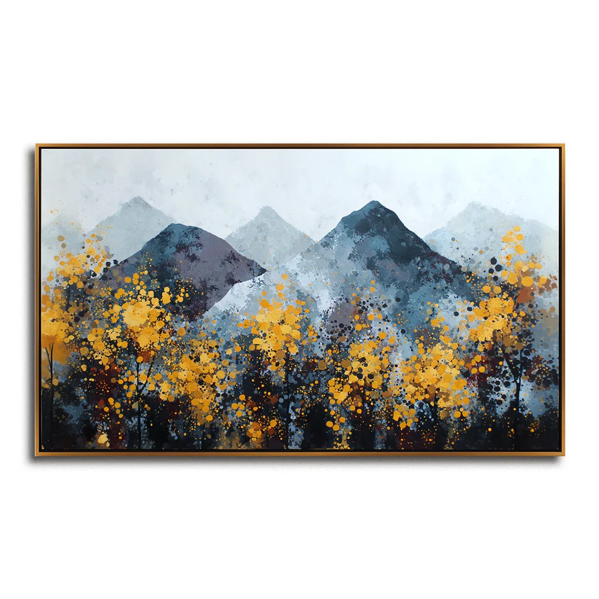 Golden Silence – Abstract Autumn Mountainscape Canvas Painting - artextured