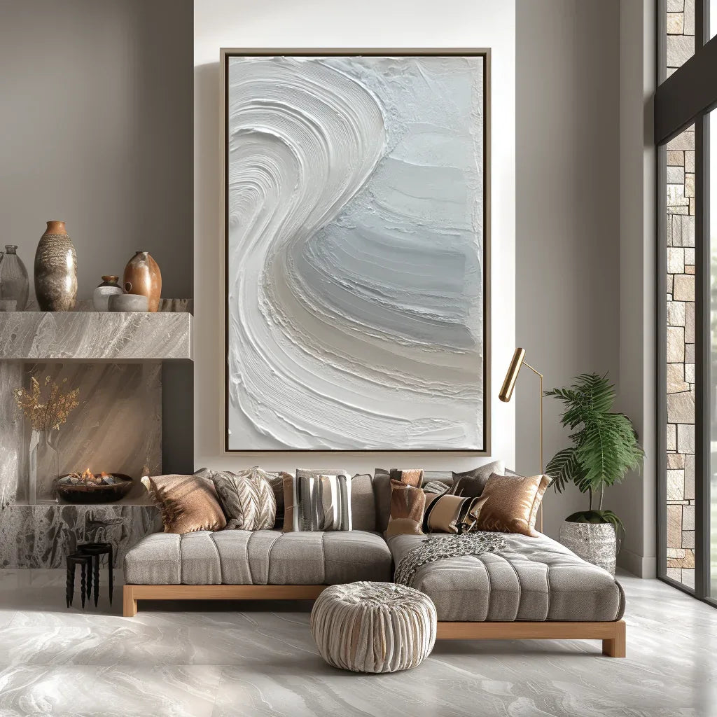 Flow of Calm – Modern Living Room or Bedroom Decoration Hand-Painted Thick Textured Wall Art - artextured
