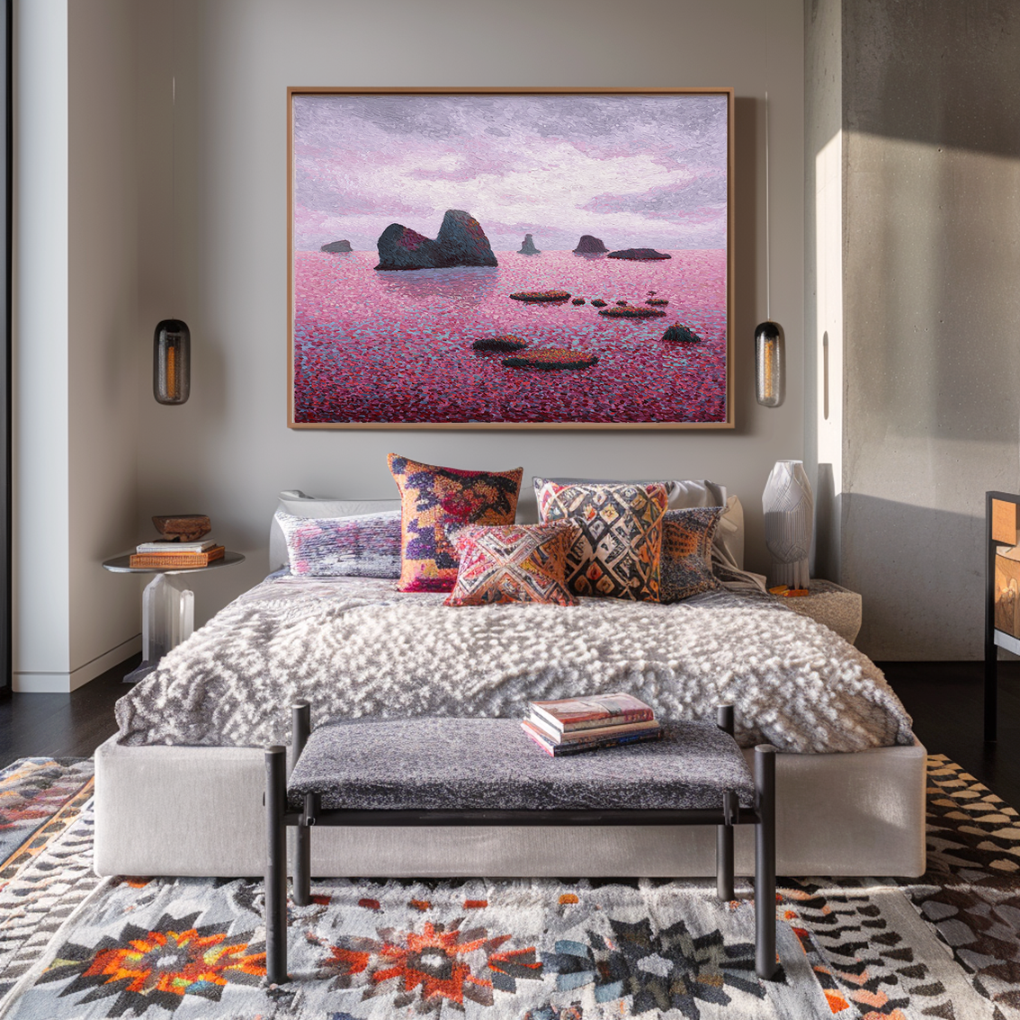 Twilight Serenity – Abstract Seascape Textured Canvas Art