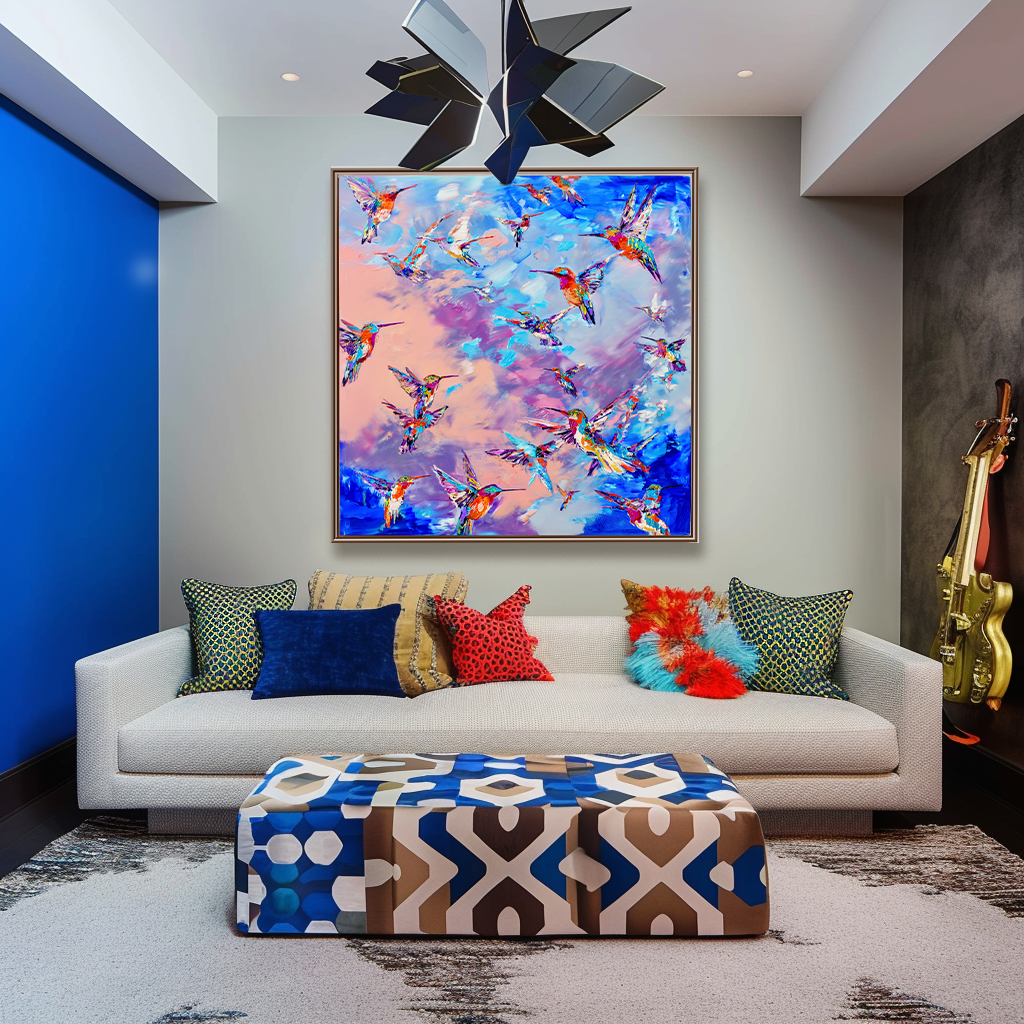 artextured – Symphony of Hummingbirds | Vibrant Abstract Bird Oil Painting