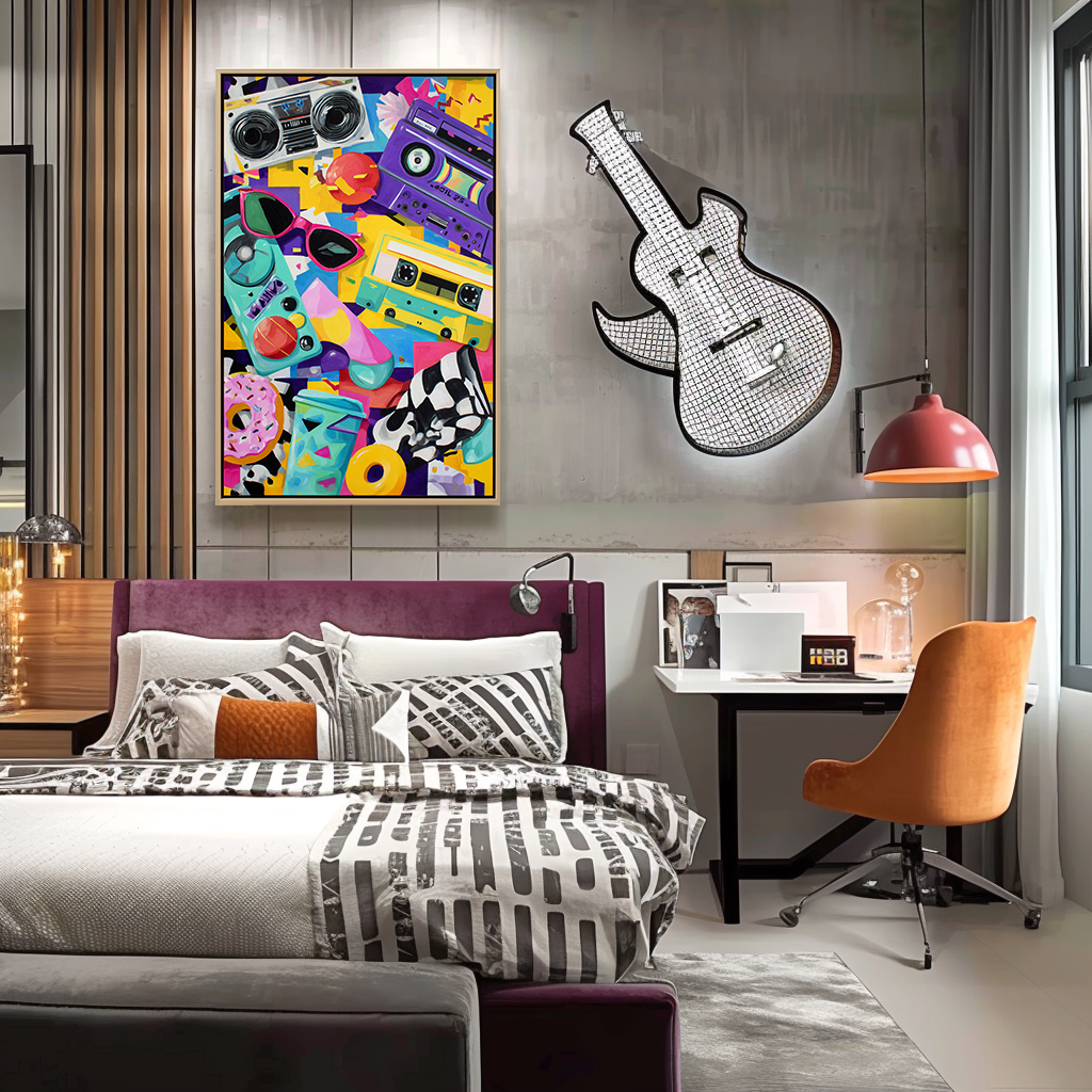 artextured – Retro Pop Beats | Colorful Cassette & Boombox Pop Art Painting