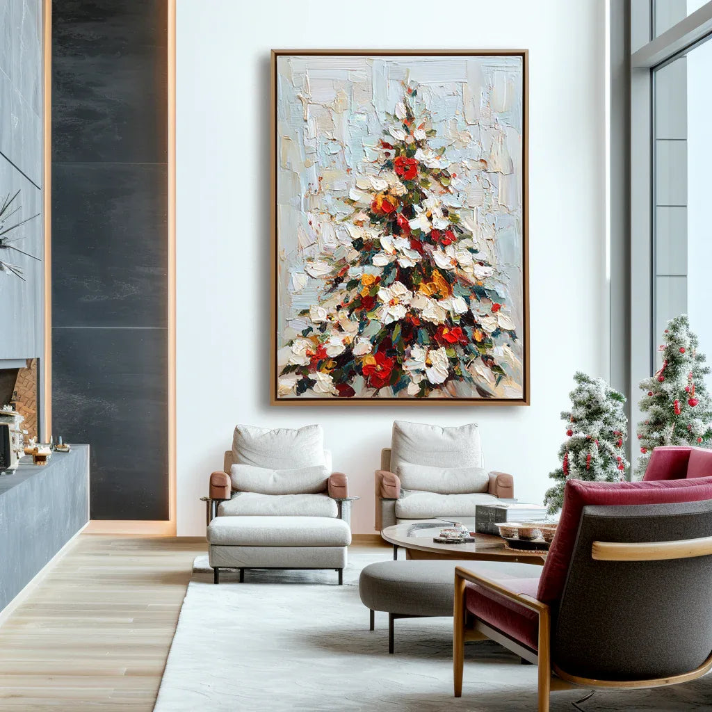 artextured – Festive Glow | Textured Christmas Tree Oil Painting - artextured