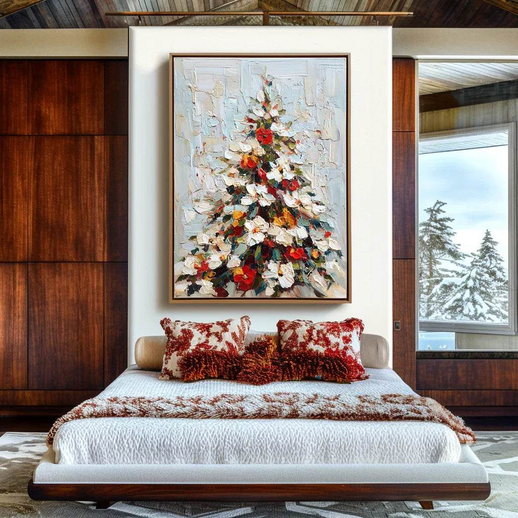 artextured – Festive Glow | Textured Christmas Tree Oil Painting - artextured