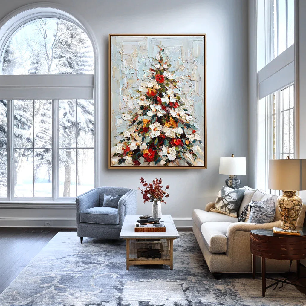 artextured – Festive Glow | Textured Christmas Tree Oil Painting - artextured