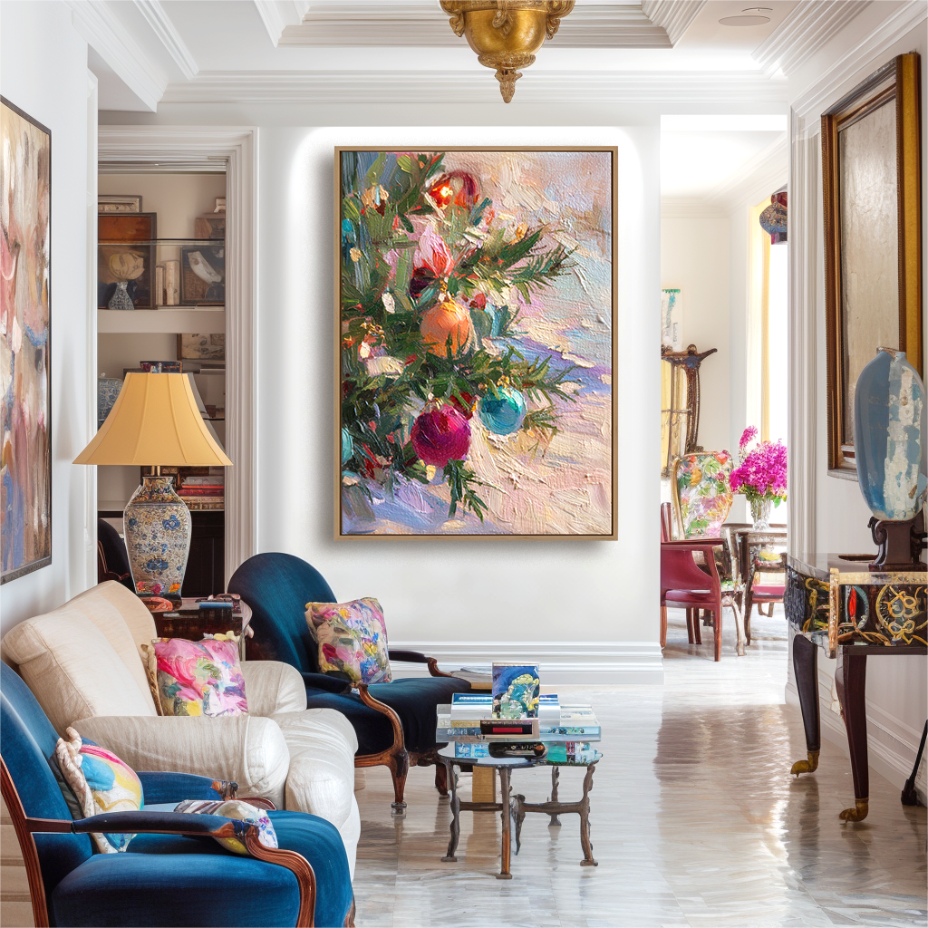 artextured – Holiday Charm | Textured Christmas Ornament Oil Painting