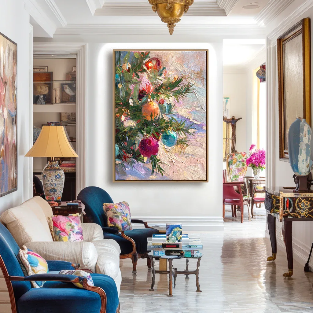 artextured – Holiday Charm | Textured Christmas Ornament Oil Painting - artextured