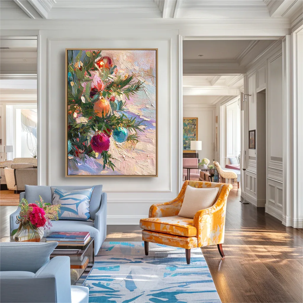 artextured – Holiday Charm | Textured Christmas Ornament Oil Painting - artextured