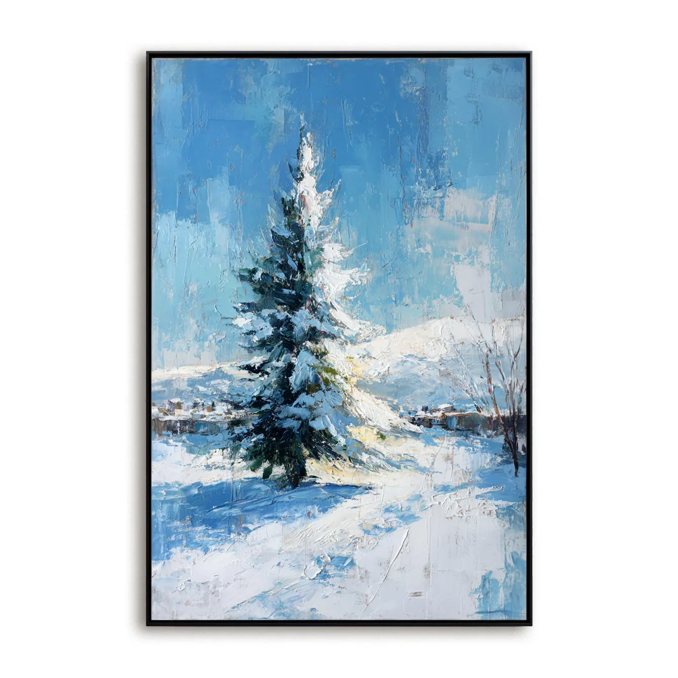 artextured – Winter Serenity | Snowy Pine Tree Textured Oil Painting - artextured