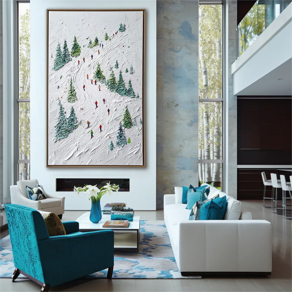 artextured – Alpine Ski Adventure | Textured Winter Sports Oil Painting - artextured