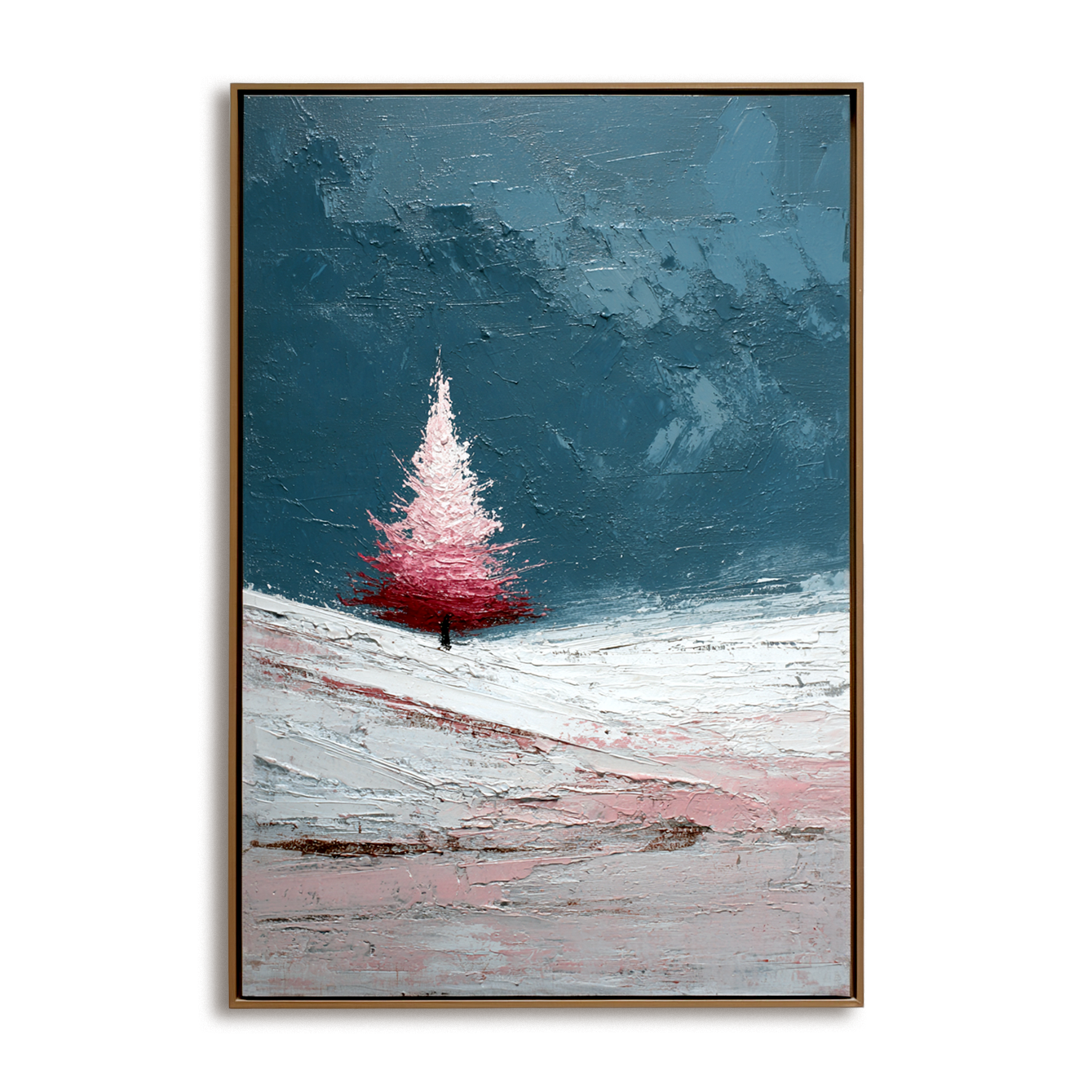 artextured – Blush Christmas Tree | Minimalist Winter Textured Oil Painting