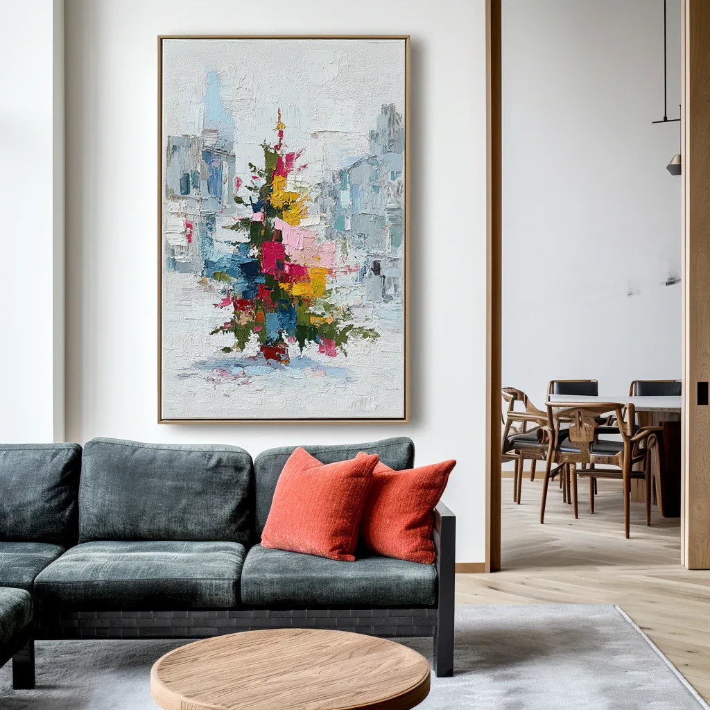 artextured – Color Symphony Christmas Tree | Abstract Textured Holiday Oil Painting - artextured