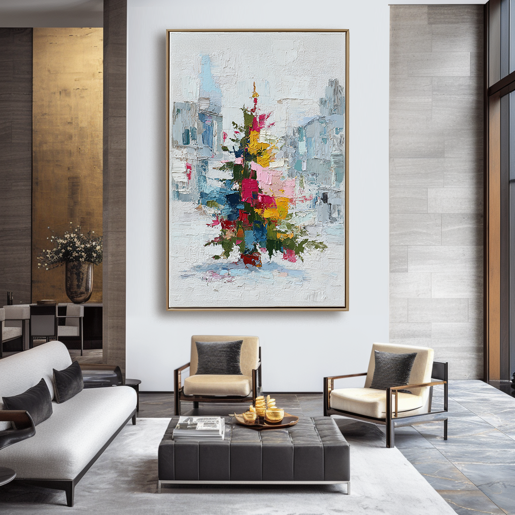 artextured – Color Symphony Christmas Tree | Abstract Textured Holiday Oil Painting