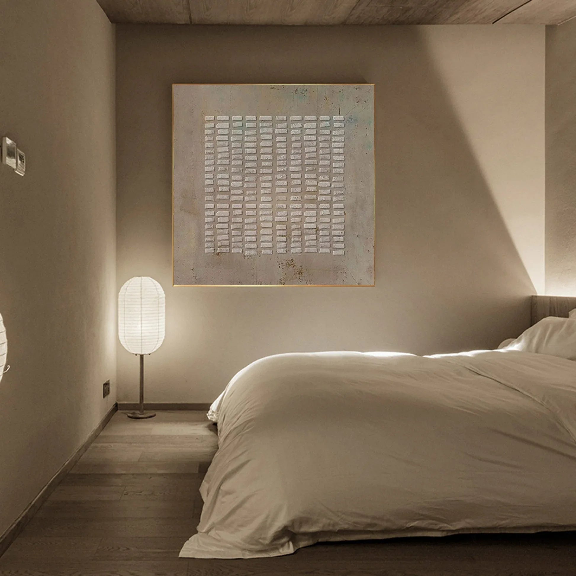 Taupe Geometric Texture-Wabi-Sabi Abstract Spot Dyeing Canvas Wall Art - artextured