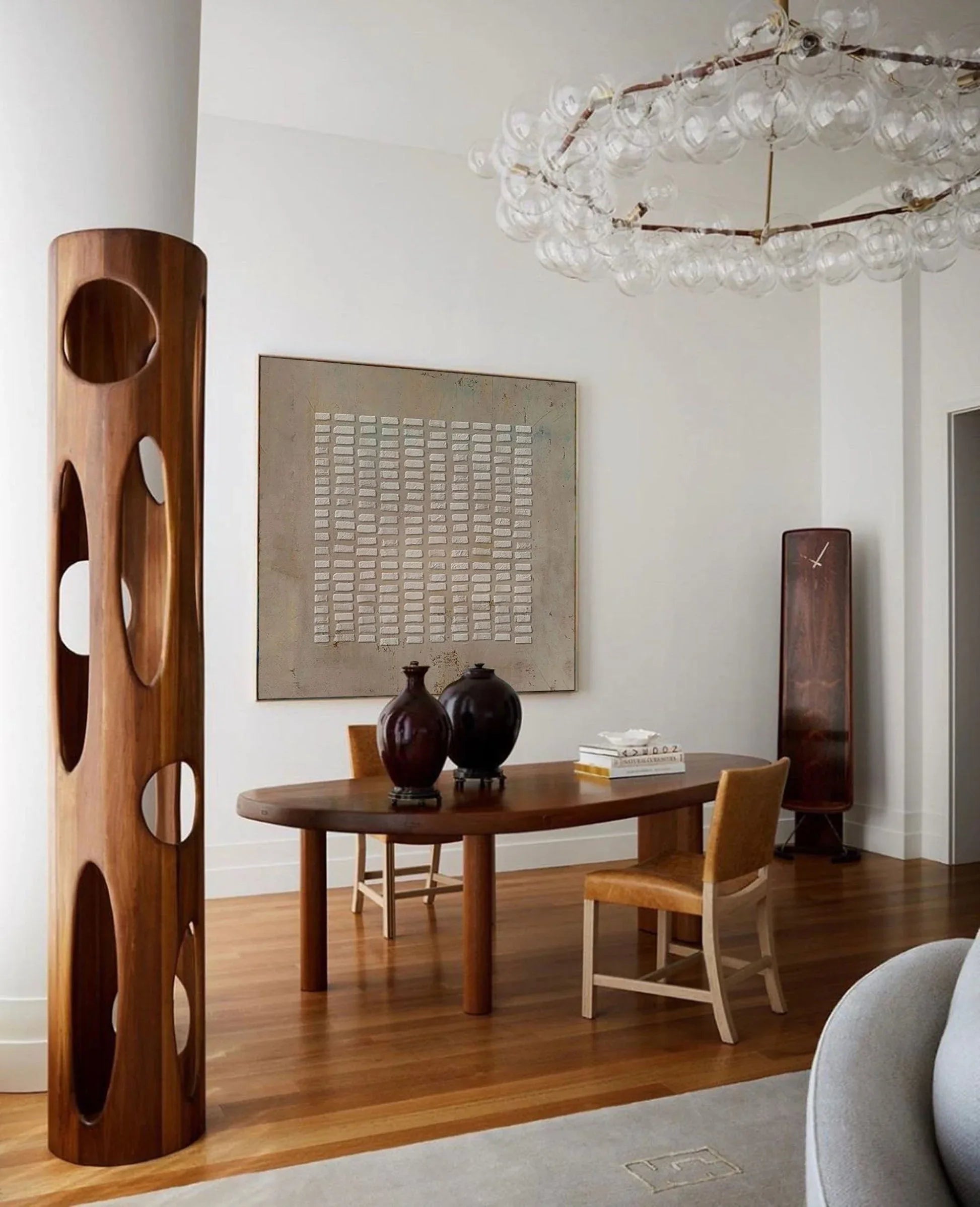 Taupe Geometric Texture-Wabi-Sabi Abstract Spot Dyeing Canvas Wall Art - artextured